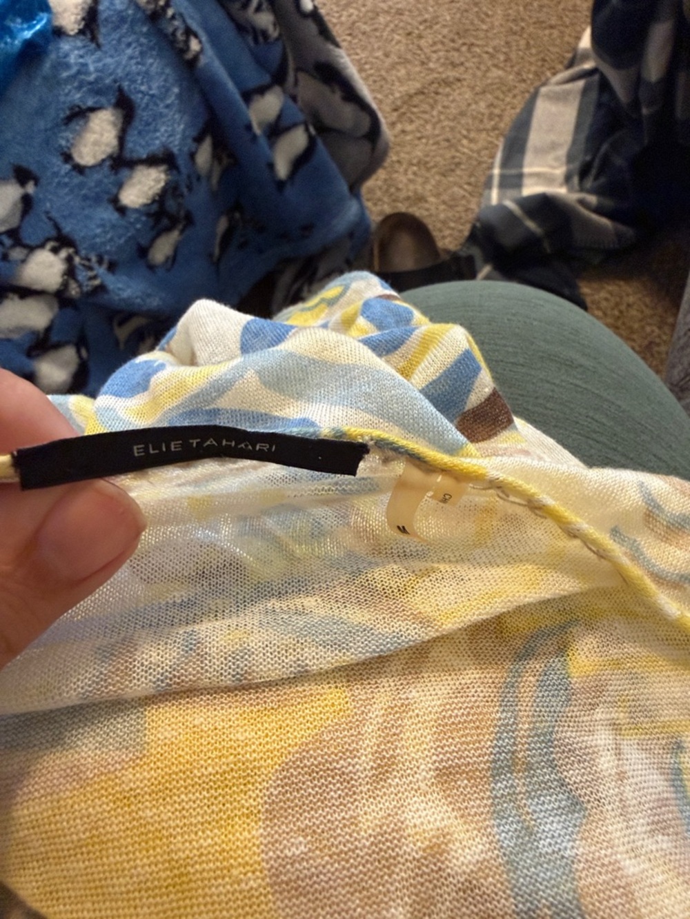 ELIE TAHARI linen blend lightweight beachy flare sleeve summer blouse M - Picture 2 of 6